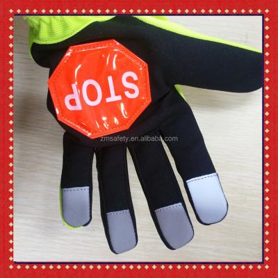 China Traffice Police Gloves Reflective Gloves Hi Viz With STOP Sign Traffic Police Gloves for sale