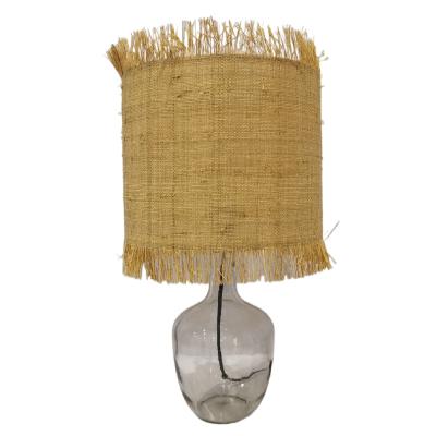 China Cheap Retro China Office Table Lamp Halogen Glass Canvas Shade Incandescent Table Lamps Factory Directly for sale