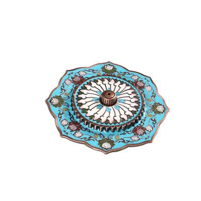 China Chinese Incense Wholesale Cheap Price Hand-Made Alloy Enamel Incense Burner Plate For Incense Sticks for sale