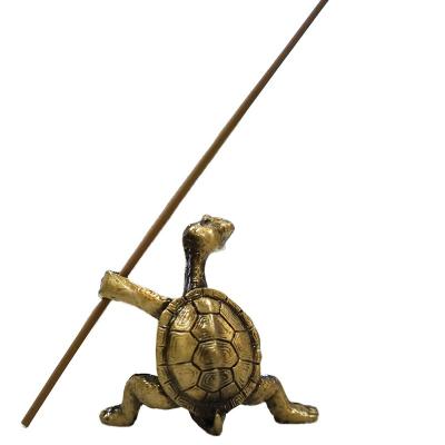 China Chinese Incense Plant Wholesale Alloy Vertical Small Turtle Incense Burner Stick And Cone Holder for sale