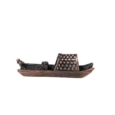 China Chinese Incense Factory Direct Price Mini Metal Alloy Fishing Boat Incense Stick Holder for sale