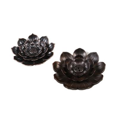 China Chinese Incense Competitive Price New Style Decoration Alloy Three Layer Lotus Incense Stick Holder for sale