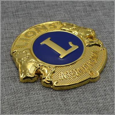 China High Quality Europe Gold Plating Enamel Lions Club Badge Car Badge With Logo for sale