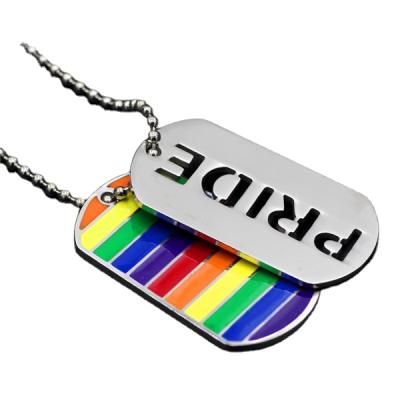 China Europe Rainbow Color Plating Dog Doubles Metal Zinc Alloy Cavity Tags Chains Letters Dog Tags for sale