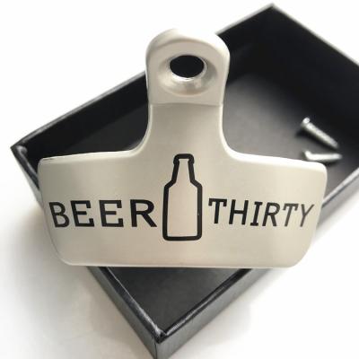 China Sustainable Bottle Opener With Cap Catcher Wall Mounted With Screws for sale