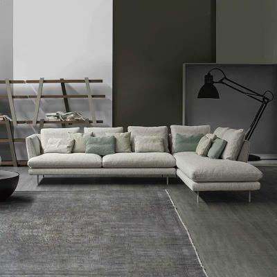 China Living Room L Shape Corner Fabric Slipcovered Gray Sofa Left Or Right Couch Chair for sale