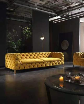 China Other Yellow Color Gold Legs With Velvet Bottom Fabric Luxury 3seater Sofa Sets In Living Room Sets for sale