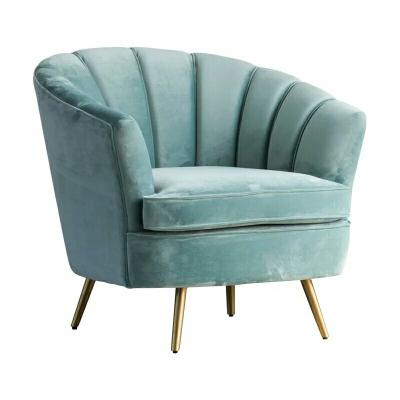 China Cooling Relax Home Furniture Wholesale Velvet Style Light Blue Hotel Lounge Chair for sale