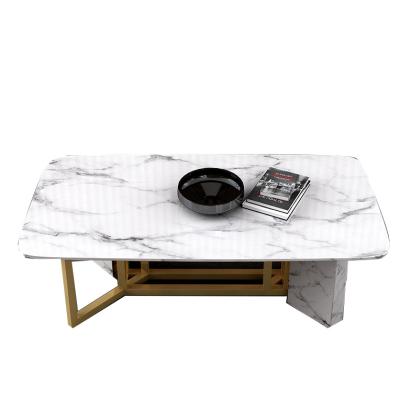 China Modern Luxury Design Adjustable Modern Luxury Design Stainless Steel Table Gold Marble Organic Brass Center Coffee Table for sale