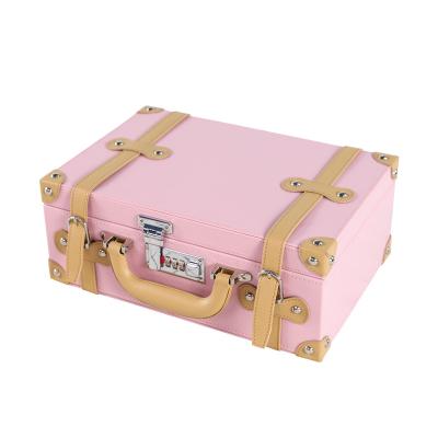 China HOT Selling 100% Hand Made PU Girls Leather Suitcase Sets Mini Cute Pink Hand Travel Carry On Luggage With Lock for sale