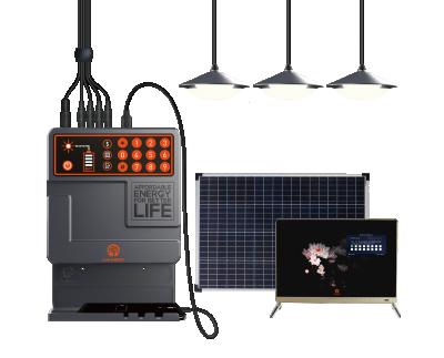 China PAYG Solar Home System Home Pay As You Get Home Solar Home Power System With 3 Lights And 19 Inch LED DC TV 30W for sale