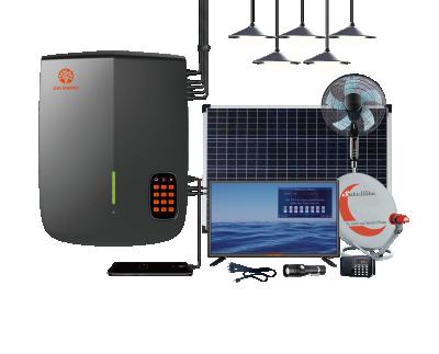 China JUA Energy Solar TV PAYG TV Home Pay as You Go Solar Home Lighting System with 12V DC TV and Fan for sale