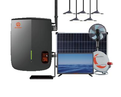 China OEM Home Rechargeable DC 12V Home Solar Power System With 5 LED TV Bulbs Fan 100W for sale