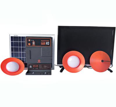 China DC TV Home Solar System Rural Lighting Solar Kit 12V With 3 LED Lights Lamps Bulbs for sale