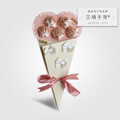 China Europe Gift Ice Cream Aegean Rose Flower Custom Shaped Ribbon Thank You Wrap for Greeting Card Invitation Cards for sale