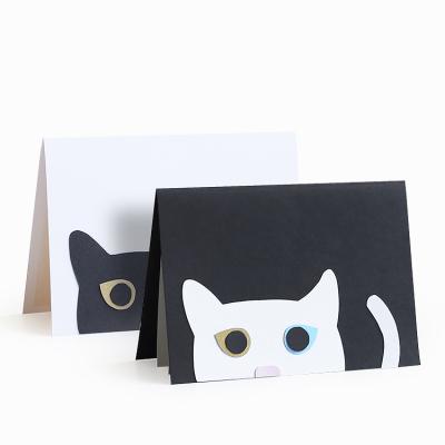 China Custom Handmade Black and White Cards from Europe Cat Sympathy Cards Animal Greeting for sale