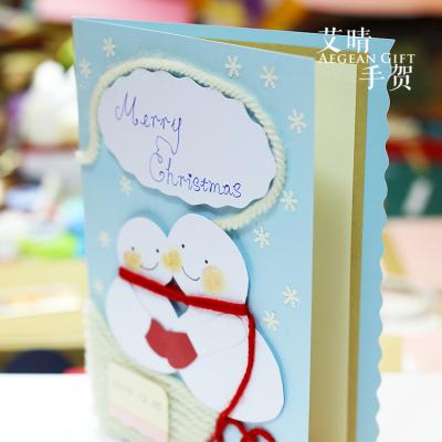 China Wholesale Europe Aegean Gift Cards 2021 Snowman Greeting Party Christmas Invitation Cards for sale