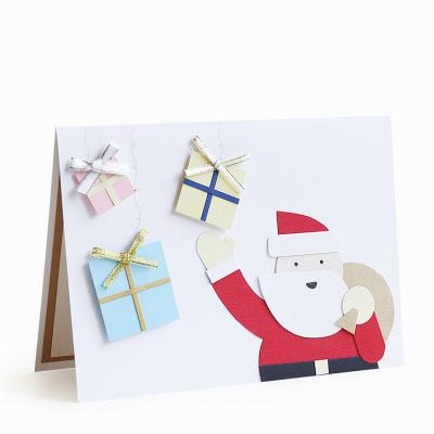 China Europe Aegean Gift Customized Santa Claus Merry Christmas Festival Gift Cards Pop Up Christmas Cards for sale