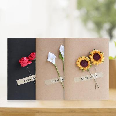 China Aegean Moq 100 Europe Gift Wrapping Paper Cards Customize Dried Flower Hand Made Small Thank You Cards With Envelope for sale