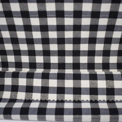 China Popular Metallic Lurex Woven Metallic Plaid Fabric Stretched Plaid Swimwear Fabric for sale