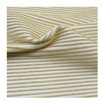 China Popular Wrinkle Resistant Lurex Stripe Nylon Stretched Metallic Jacquard Beachwear Fabric Swimwear Fabric for sale