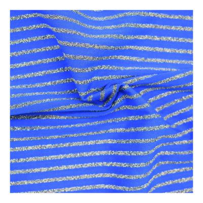 China Wholesale Breathable Knitted Lurex Stripe Fabric For Swimwear Beach Wear Bikini Dress Stretched Fabric for sale