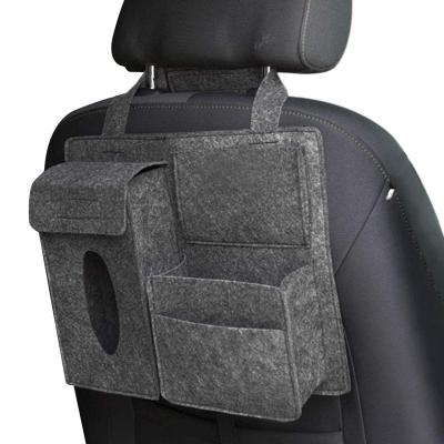 China Car Backseat Organizer Woolen Felt Storage Pocket Car Back Seat Hanging Bag Organizer for sale