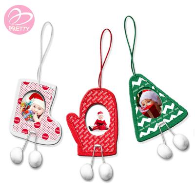 China Ristmas Picture Frame Decoration Hanging Christmas Decoration Kids Felt Photo Frame for sale