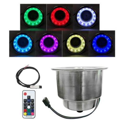 China Boat Fittings LED Light Stainless Steel Drink Cup Holder With Remote For Marine Boat Car for sale