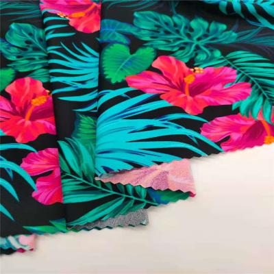 China Custom QUICK DRY 40D Nylon Spandex Stretch Knit Floral Digital Printed Fabric For Sportswear Swimwear Bikini for sale