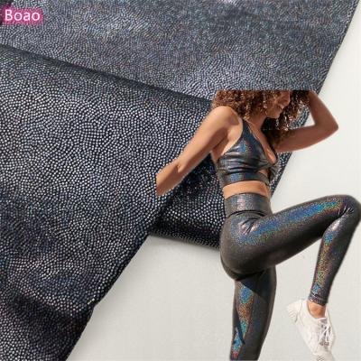 China Wicking Latest 27% 73% Nylon Spandex Stretch Knit Shiny Diamond Running Yoga Leggings Fabric for sale