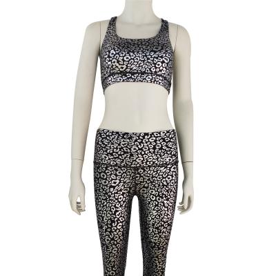 China Wholesale low price QUICK DRY can be customized four way elastic polyester double sided knitted silver leopard dots yoga pants fabric for sale