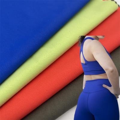 China Double Faced 73 27 Custom Nylon Spandex Interlock Knitted Yoga Suit Fitness Suit Elastic Fabric Sports Outdoor Running Bra Leggings Top for sale