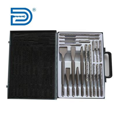 China Dehui Concrete Masonry Tools Double Flute Hammer Drill Bits And Flat Wide Point Chisels Set In A Mental Casing For Industrial Use for sale