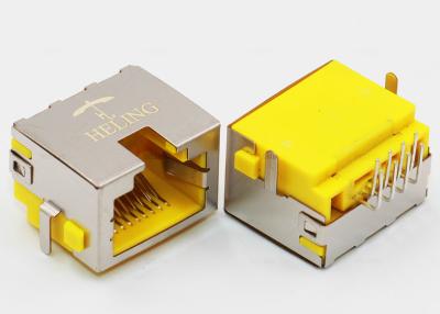 중국 노란 주거 침몰 높은 쪽으로 정각 8P8C RJ45 여성 PCB 연결관 탭 판매용