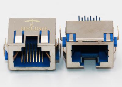 China Conector de ángulo recto RJ45, acoplador de ángulo recto de la junta de la EMI RJ45 del PWB 8P8C en venta