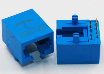 China Blue Housing THT Female RJ45 Socket Single Port 8P8C PCB Jack For LAN Network for sale