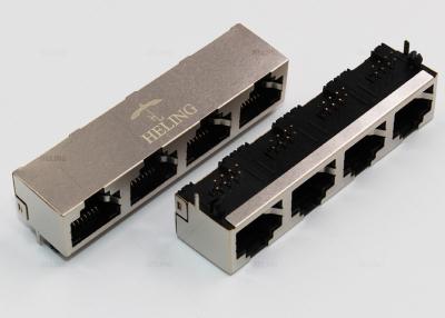 Κίνα Πολυ Ρ συνδετήρων 1 X 4 Ganged RJ45 τεσσάρων λιμένων/μια καταγγελία RoHS σωστής γωνίας προς πώληση