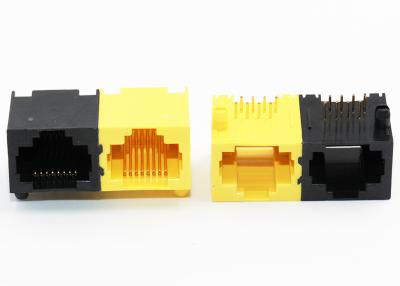 中国 穴のコネクターの黒の黄色ハウジングによる1 x 2港RJ45は色二倍になります 販売のため