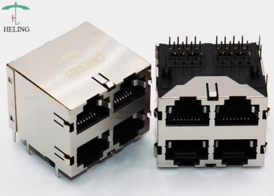 Cina 2 x 2 porti hanno impilato i connettori RJ45 che proteggono attraverso il tipo materiale del foro di PBT in vendita