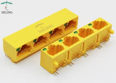 China 1x4 Ports Side Entry RJ45 Lan Jack 8P8C Modular Connector MJ5688P-Y014-HRNLG-L for sale