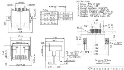 China Hälfte schirmte einen Port-Tab Up SMT RJ45 Jack Lightweight For Networking Products ab zu verkaufen