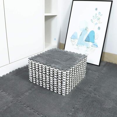 China Modern Interlocking Carpet Shaggy Soft EVA Foam Mats Fluffy Area Blankets Floor Tiles Exercise Mat for sale