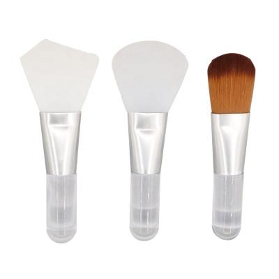 China Ahyee 8CM Silicone Flat Brush Mini Face Mask Brush Small Wooden Makeup Base Brush Custom Logo for sale