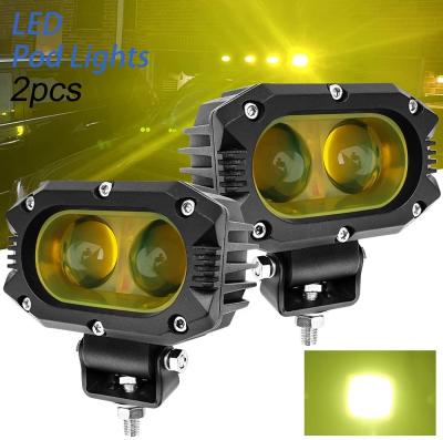 China High Bright 2PCS 20w Tractor Work Light Led Pod Light 6D Lens Led Driving Fog Lamp Yellow Spot Light for sale