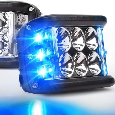 China Side Shooter Flashing Light ATV SUV UTV 4x4 Truck Led Pod Lights With Dual Strobe Ice Blue Flash Drive Work Lights Side Side Shooter for sale