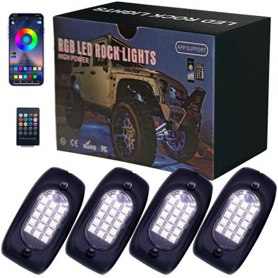 China Offroad 4x4 Pickup Truck Truck Car UTV ATV SUV Atmosphere Light RGB Underglow Neon Lamp 4 Pods RGB Led Rock Lights for sale