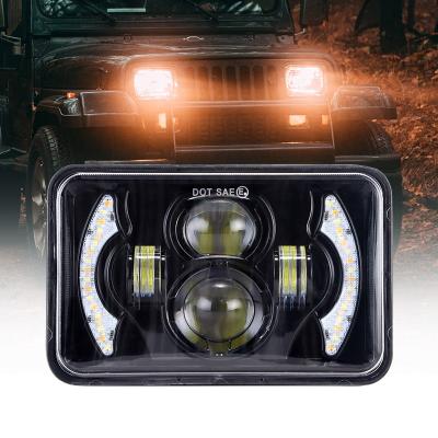 China For kenworth t880 truck square headlight led 4x6 rectangular headlight 60w 4x6 led headlight DOT 4x6 inch led headlights for sale