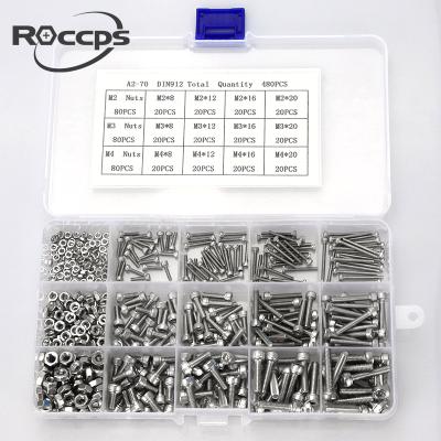 China Stainless Steel 480PCS Hexagon Socket Set Screw Assortment Kit M2 M3 M4 for sale