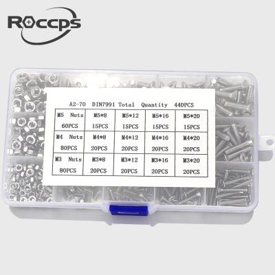 China DIN7991 304 Countersunk Hexagon Stainless Steel 440pcs Combination Set Head Bolt and Nut Socket for sale